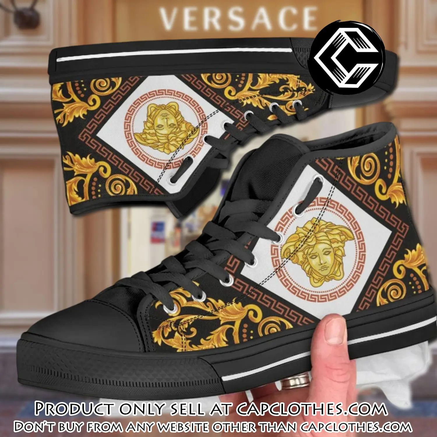 Versace logo medusa high top canvas shoes luxury brand gifts for men women cc4657259